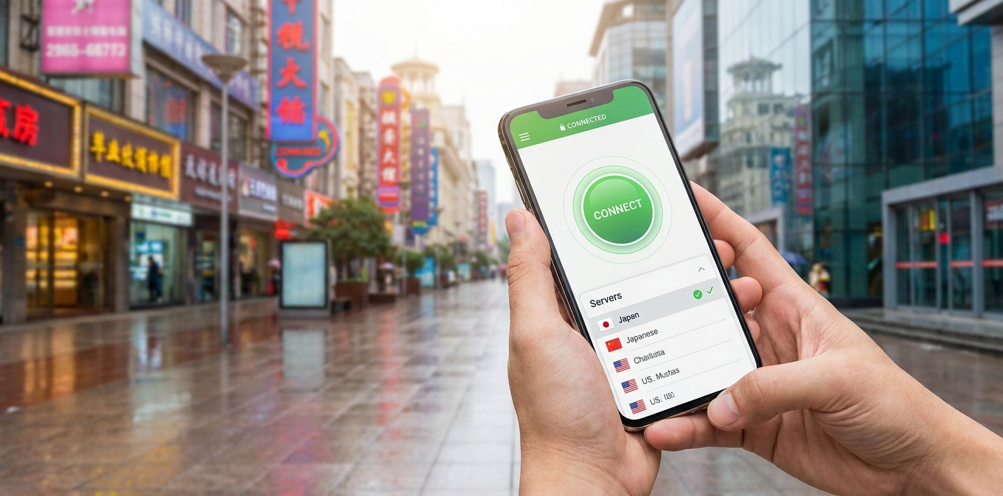 VPN設定して中国でInstagramを使う手順のイメージ