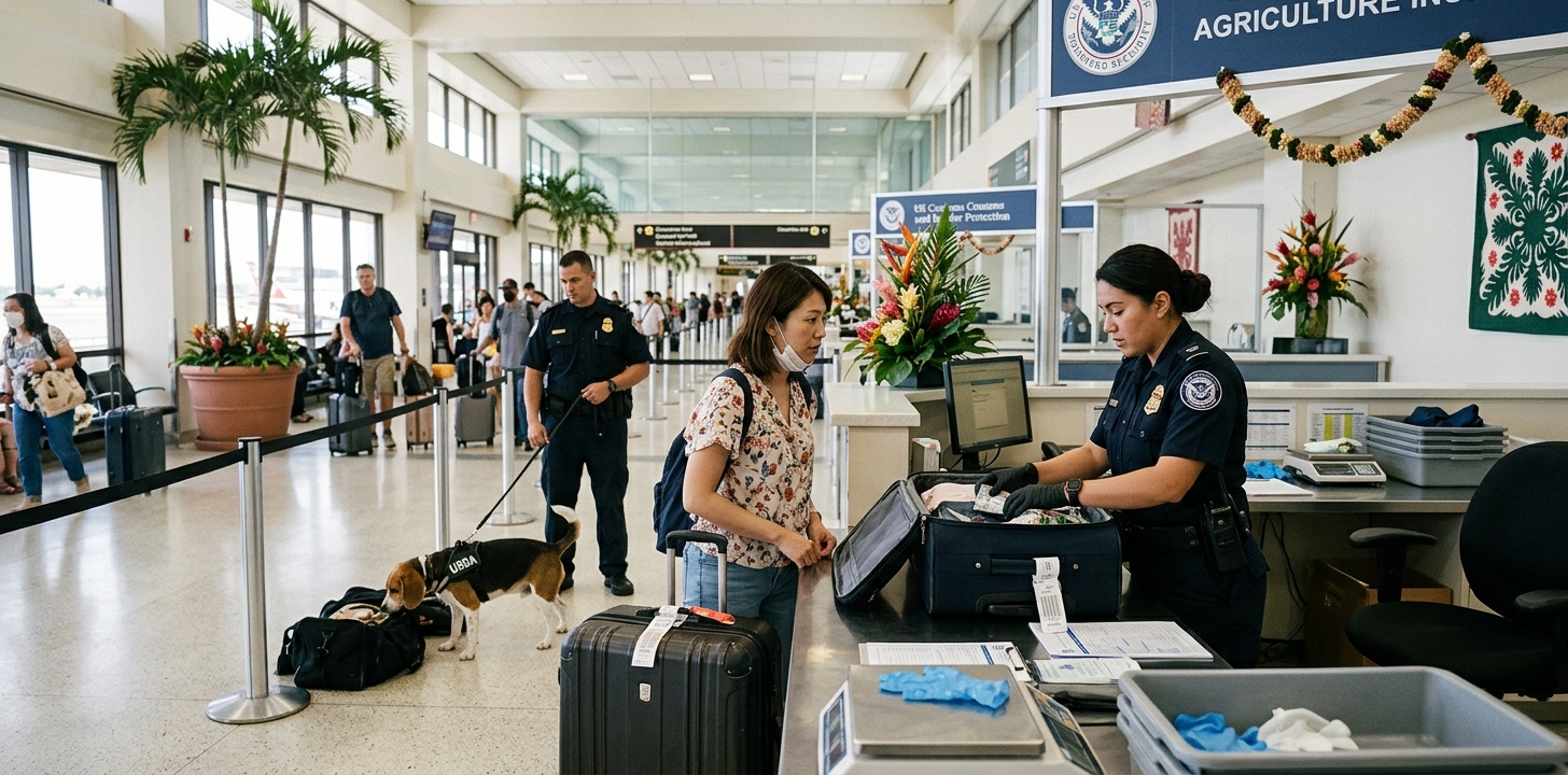 ハワイ空港の農業検査と税関申告